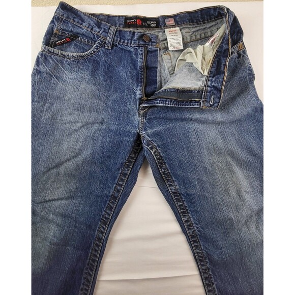 Ariat FR M4 Relaxed Boot Cut Jeans Men 38x32 Blue Flame Resistant Denim Workwear - Picture 5 of 11